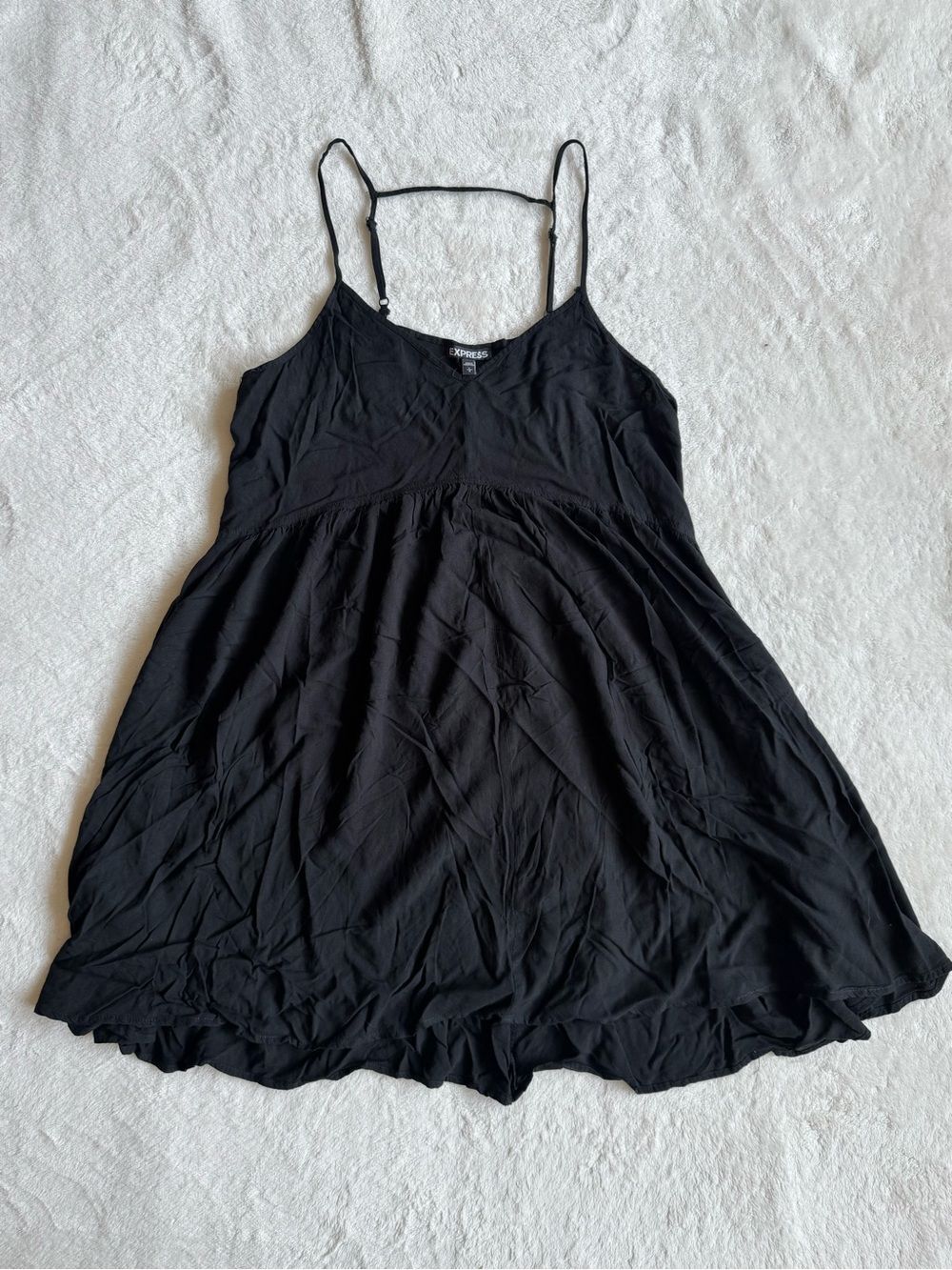 Express Black Babydoll Mini Dress Spaghetti Strap L